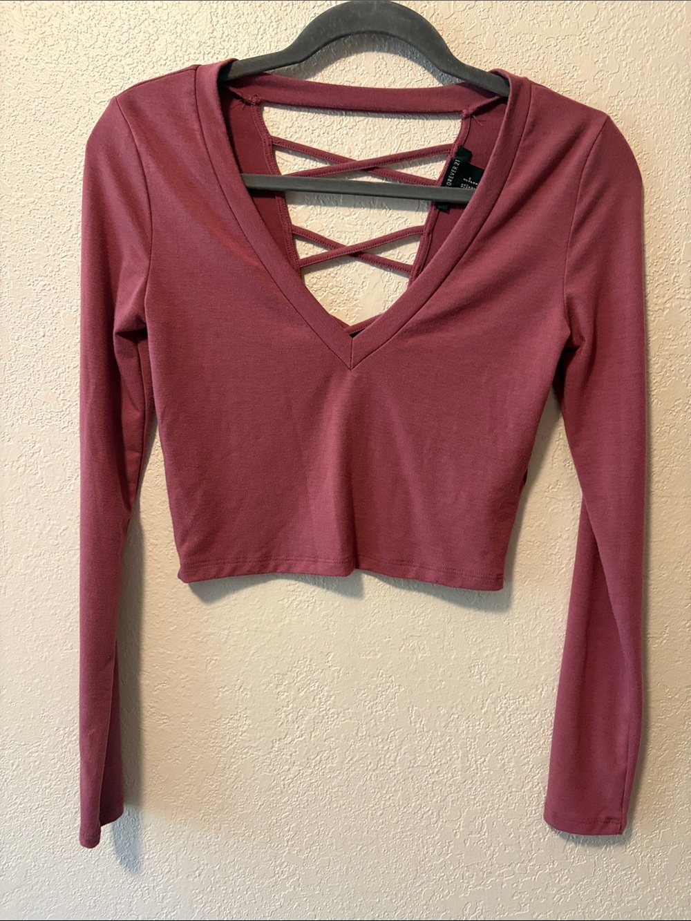 Forever 21 cropped knit top Mauve Size Small